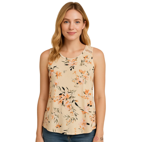 Daniel Rainn Petite XS Lace Tank Top Cream Pink Orange - Picture 12 of 12